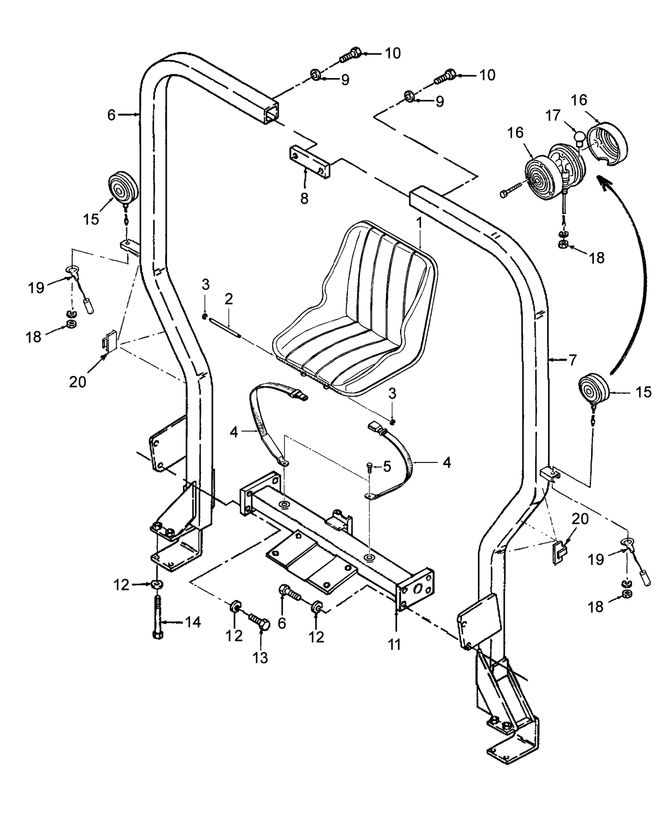 TC30 13B01 ROLLBAR SEAT & SEAT BELT