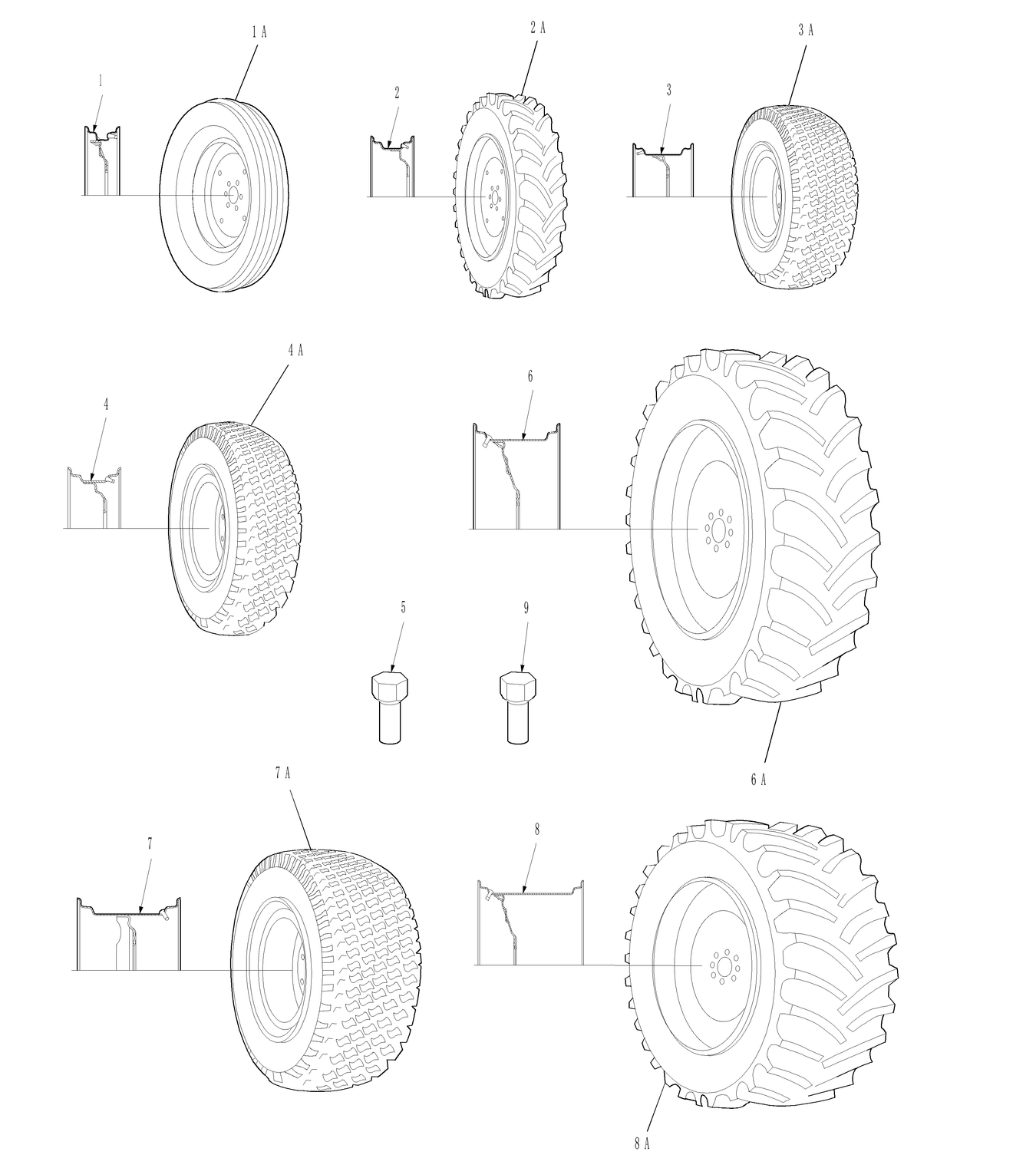 TC30 01A01 FRONT & REAR WHEELS