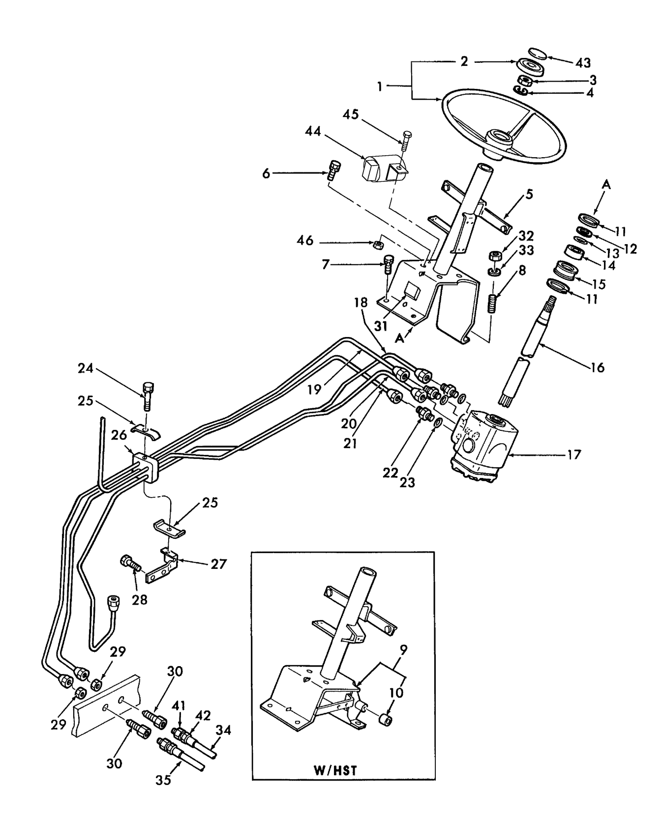 TC30 03C01 STEERING COLUMN GEARBOX & PIPING (W/ POWER STEERING)