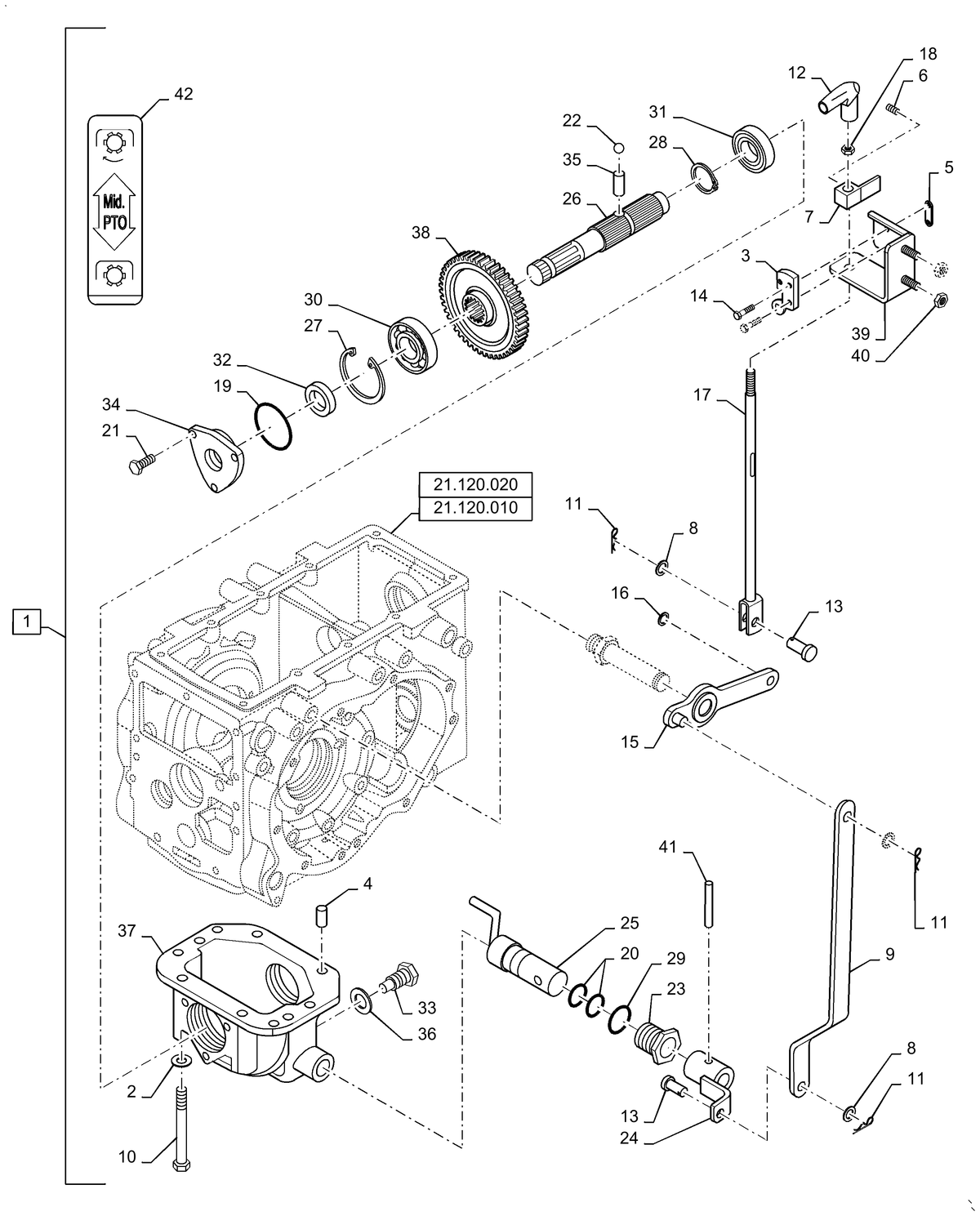 WM35 88.100.020-DIA-KIT-MID-PTO-HOUSING-AND-LEVER — BRIM:PARTS NEW HOLLAND