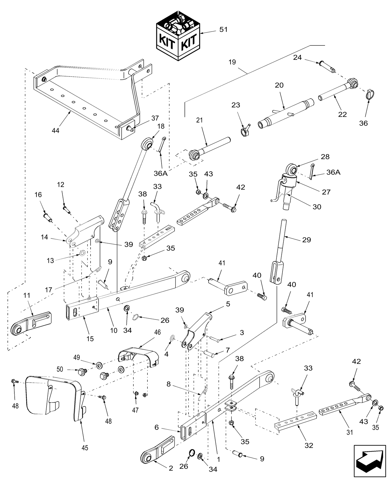 TC30 09.02 DELUXE 3PT HITCH ASSY. & PTO SHIELD