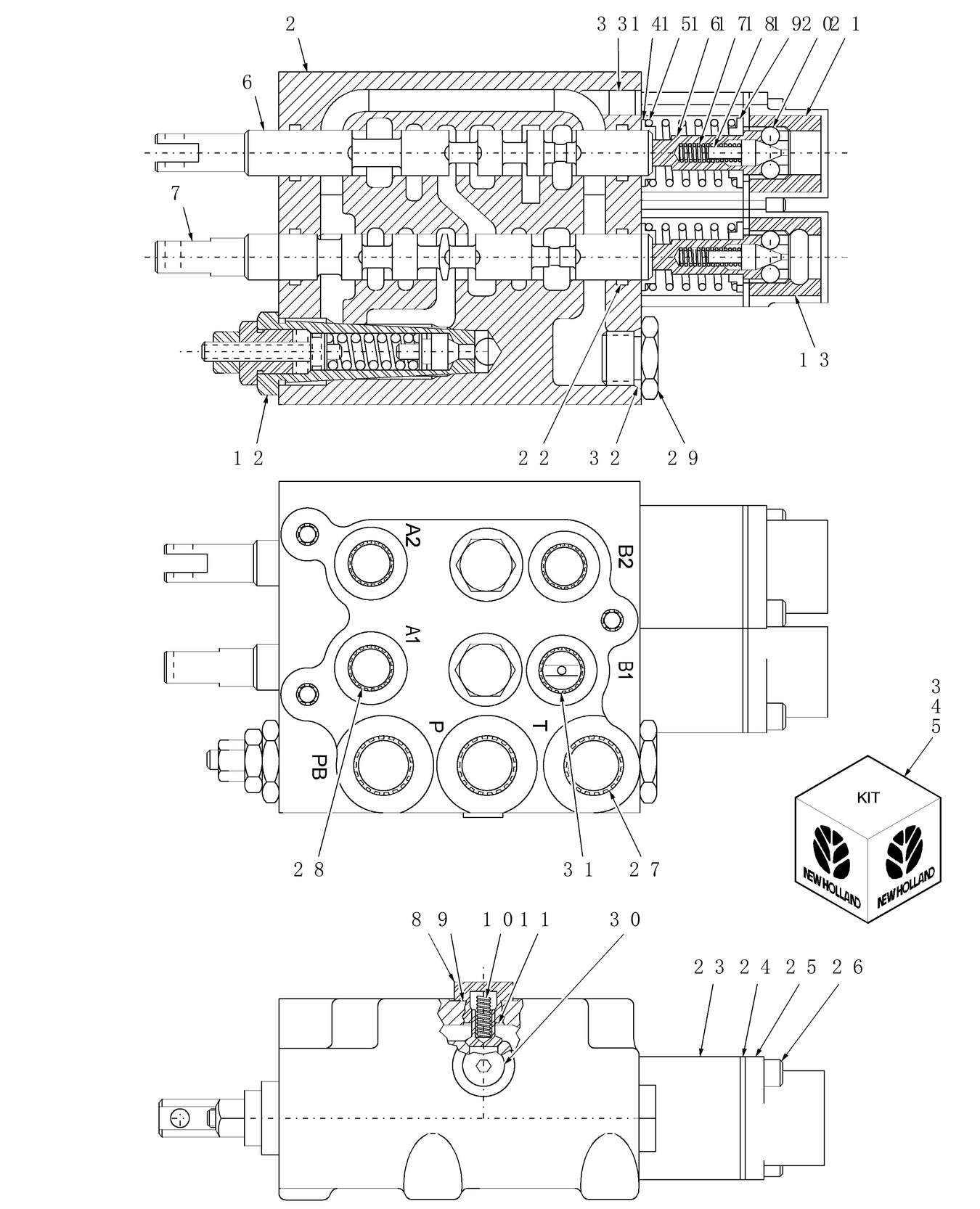 TC30 05H02[A] TWO-SPOOL REMOTE CONTROL VALVE ASSEMBLY