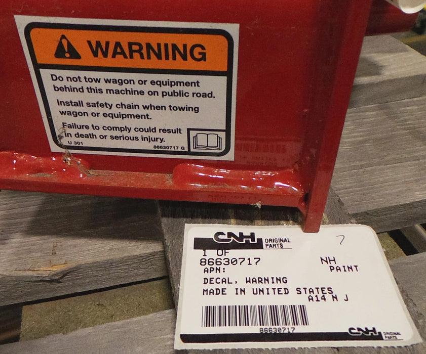 BC5070 WARNING DECAL