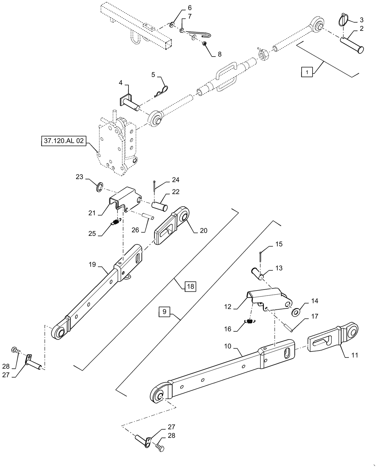 Workmaster 37 LOWER LINK | Part# MT40251383 — BRIM:PARTS_NEW-HOLLAND_1