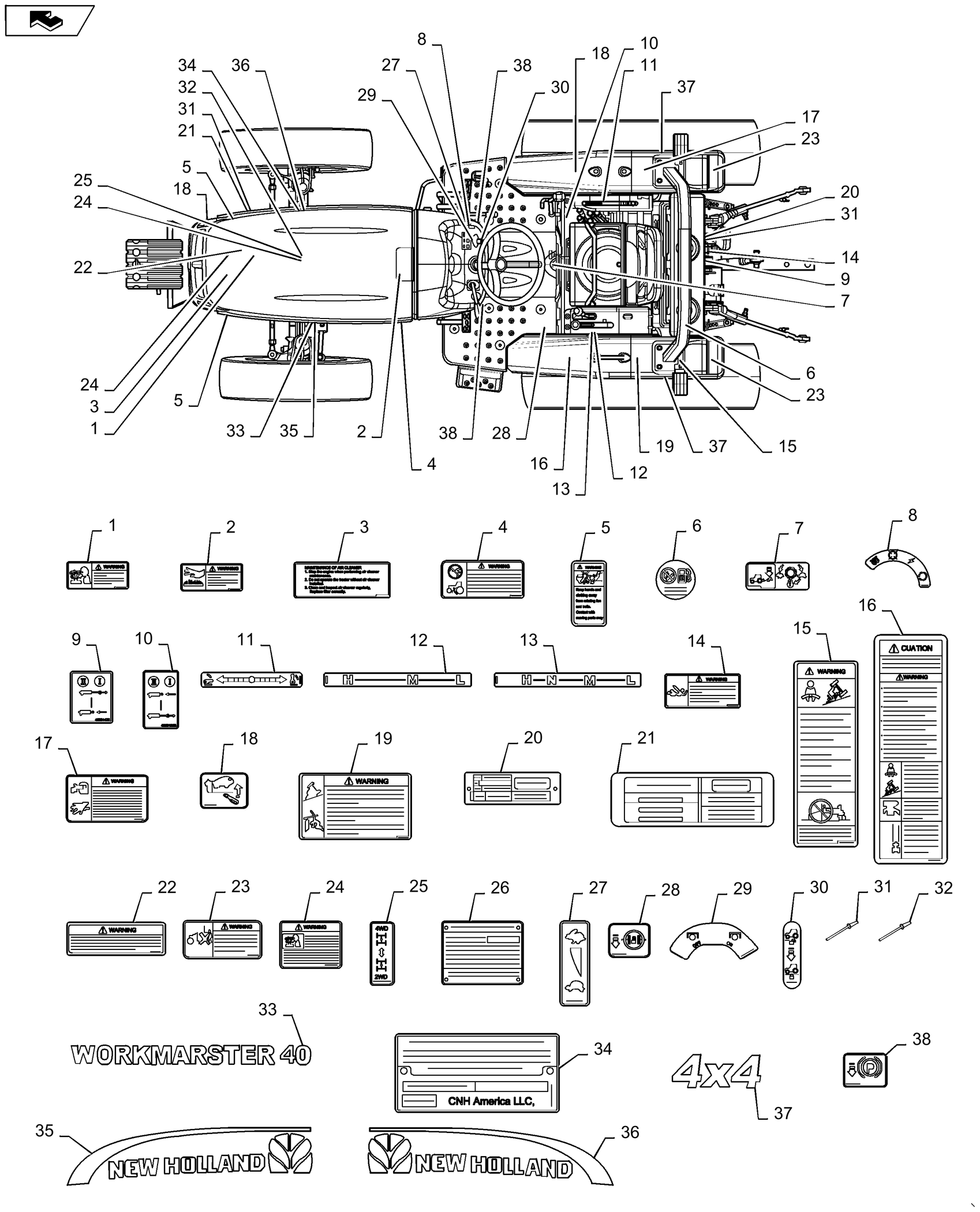 Workmaster 40 DECAL Part MT40195656 — BRIMPARTS_NEWHOLLAND_1
